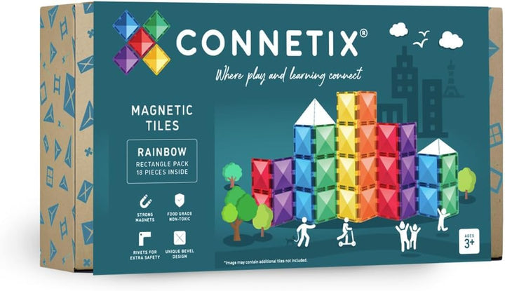 CONNETIX Magnetische Fliesen Regenbogen Rechteck Packen, 18 Stück