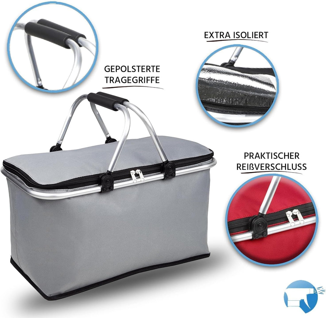 Einkaufskorb Kühlkorb 25 L Faltbarer Thermokorb Picknickkorb Korb Einkaufskörbchen Körbchen klappbar