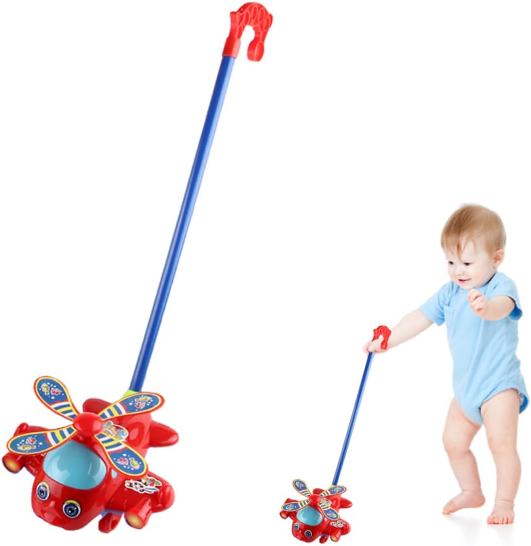 Schiebespielzeug, Baby-Schiebeflugzeug, Spielzeug mit langem Griff, Laufspielzeug für Kleinkinder, S
