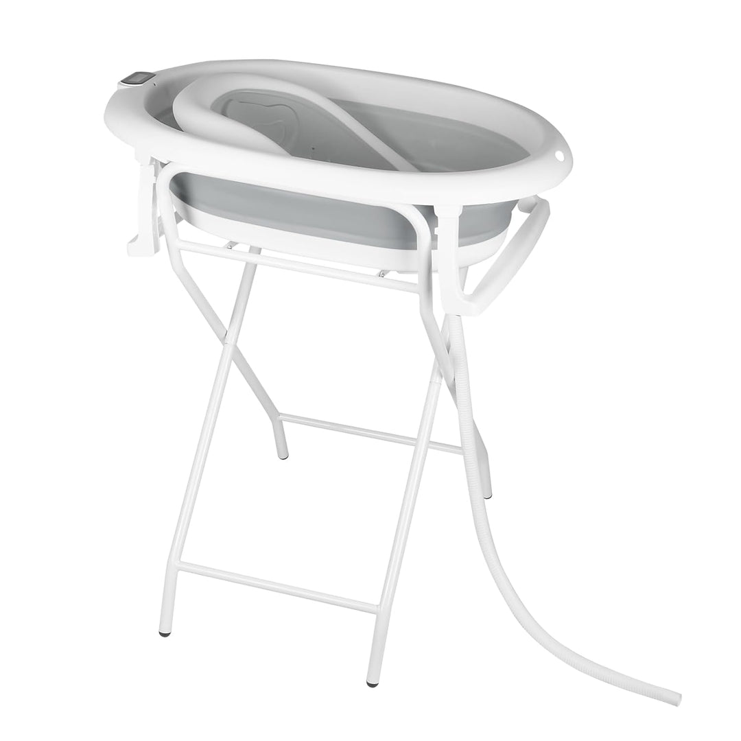 Faltbare Babybadewanne mit Standfuss – Grosse Badewanne XL mit Ständer/Sitz und Drainage-Set – Babyw