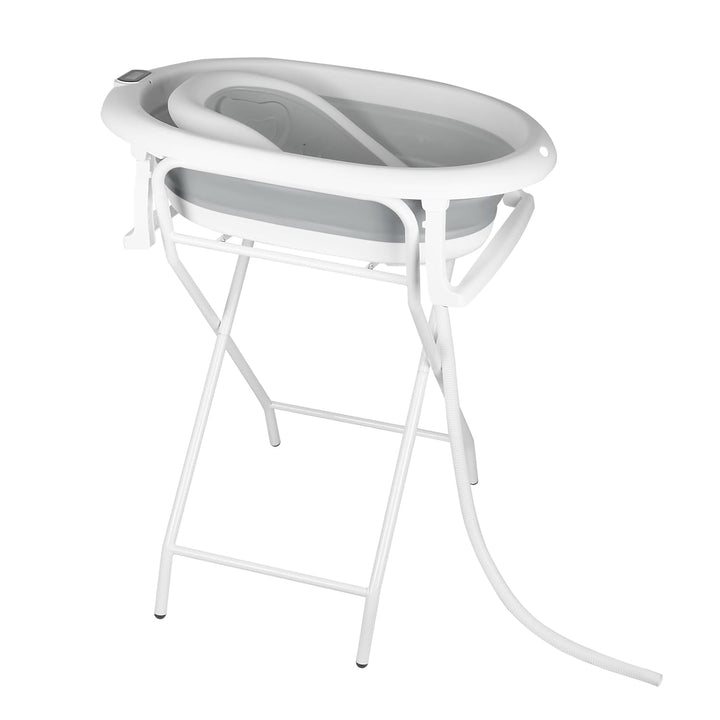 Faltbare Babybadewanne mit Standfuss – Grosse Badewanne XL mit Ständer/Sitz und Drainage-Set – Babyw