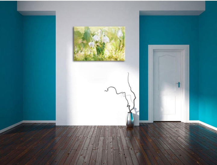 Pixxprint Schneeglöckchen als Leinwandbild/Grösse: 100x70 cm/Wandbild/Kunstdruck/fertig bespannt, 10