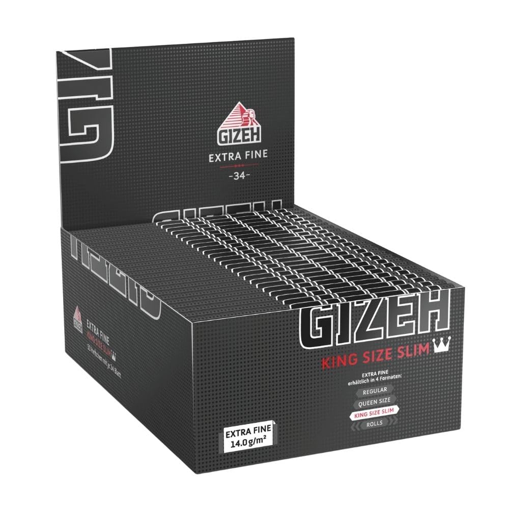 GIZEH BLACK® King Size Slim Blättchen zum Selbstdrehen - Packung mit Magnetverschluss, recyclebar -