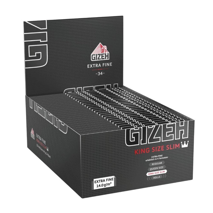 GIZEH BLACK® King Size Slim Blättchen zum Selbstdrehen - Packung mit Magnetverschluss, recyclebar -