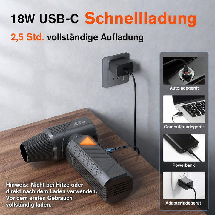 WHATOOK W02 Pro Elektrisches Staubgebläse, 100m/s Electric Air Duster, 100-stufig einstellbares PC R
