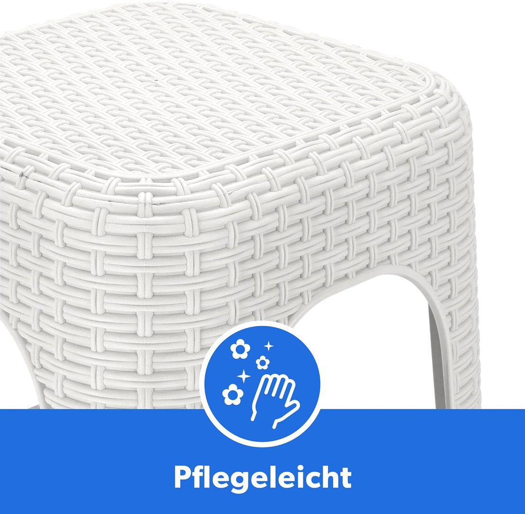 KADAX Hocker aus Kunststoff, Tritthocker bis 120 kg, Rattanhocker mit Antirutschfüssen, Badhocker, W
