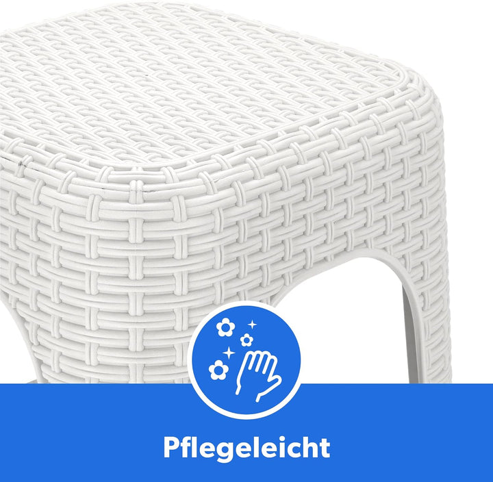 KADAX Hocker aus Kunststoff, Tritthocker bis 120 kg, Rattanhocker mit Antirutschfüssen, Badhocker, W