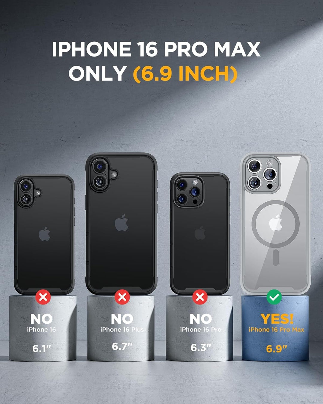 Miracase 360 Grad für iPhone 16 Pro Max Hülle 6,9 Zoll mit Magsafe, Eingebaut Glas Schutzfolie Kompl