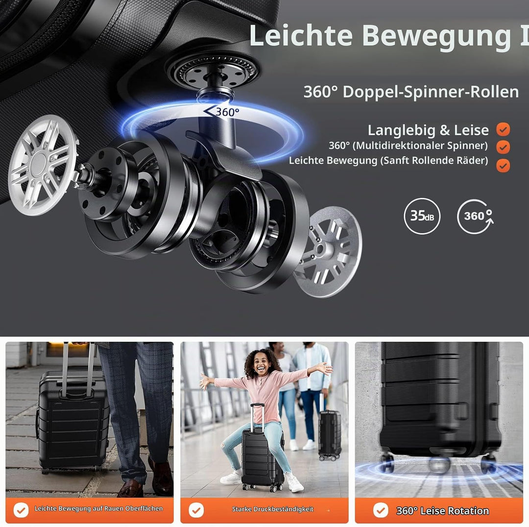 SHOWKOO Koffer Mittelgross Hartschale Leicht ABS+PC Erweiterbar Reisekoffer Kabinen Haltbar Handgepä