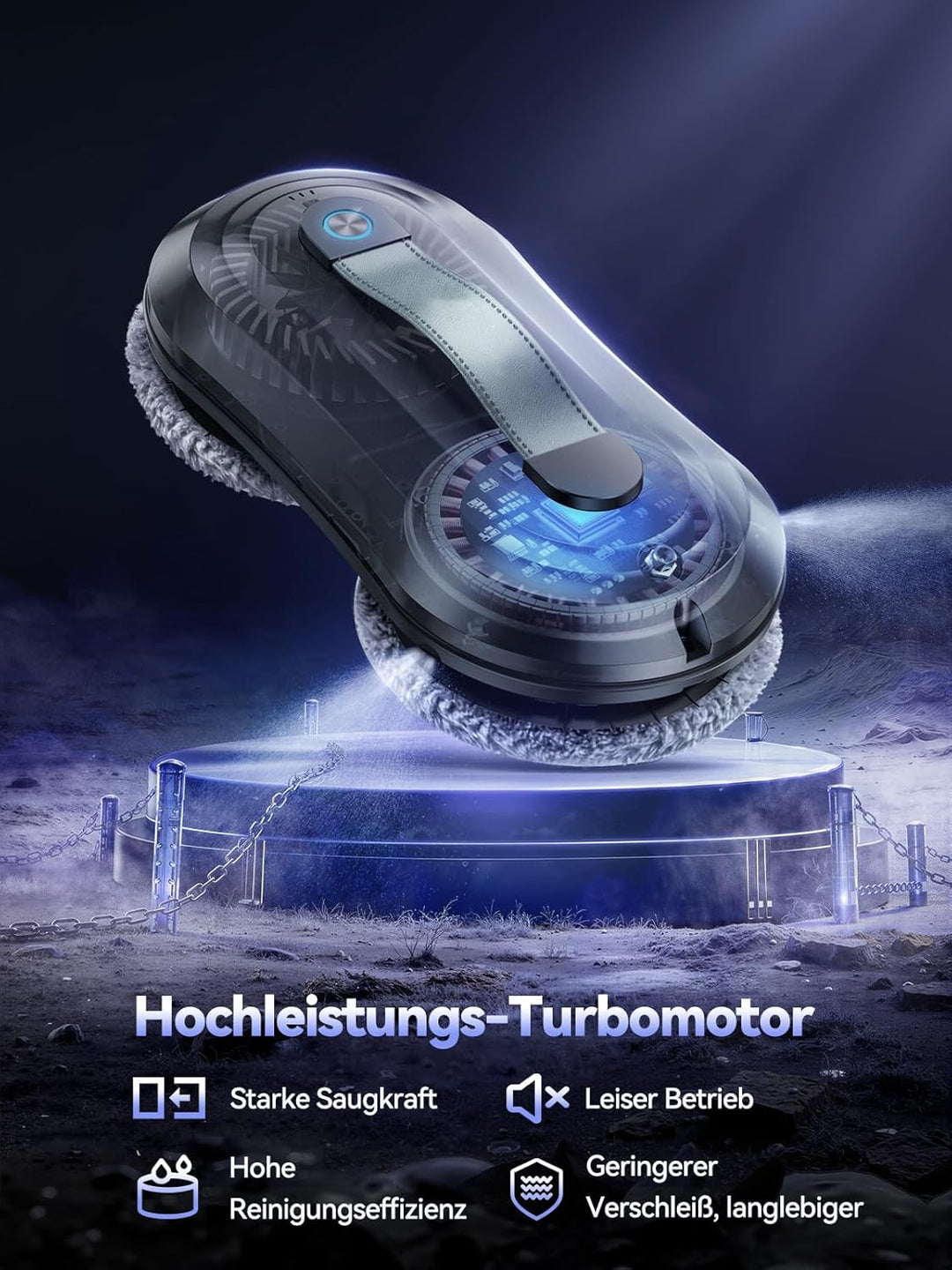 Fensterputzroboter mit Sprühfunktion, Turbo Boost Saugkraft 7000Pa Sternenblau, Sternenblau