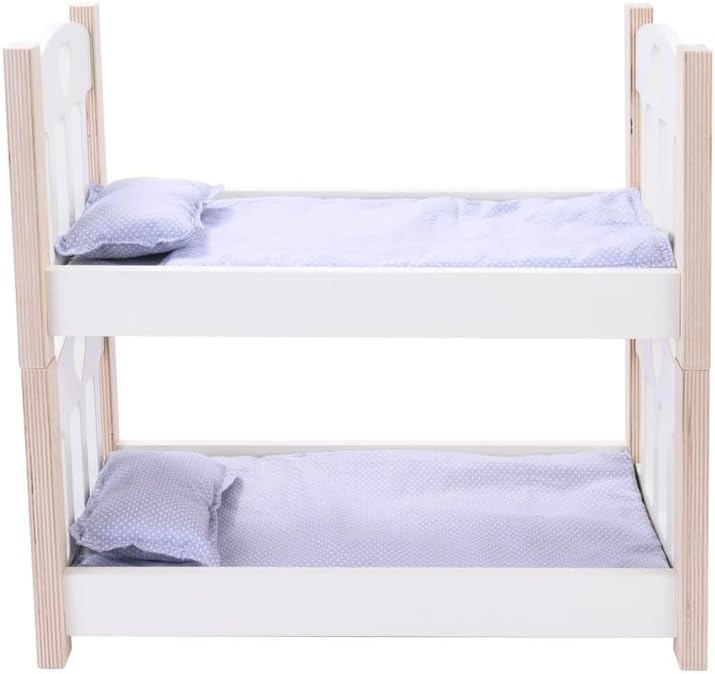 Engelhart – 606010 – Puppen-Etagenbett aus Holz grau/weiss – 50 x 26 x 47 cm – ab 3 Jahre Grau/Weiss