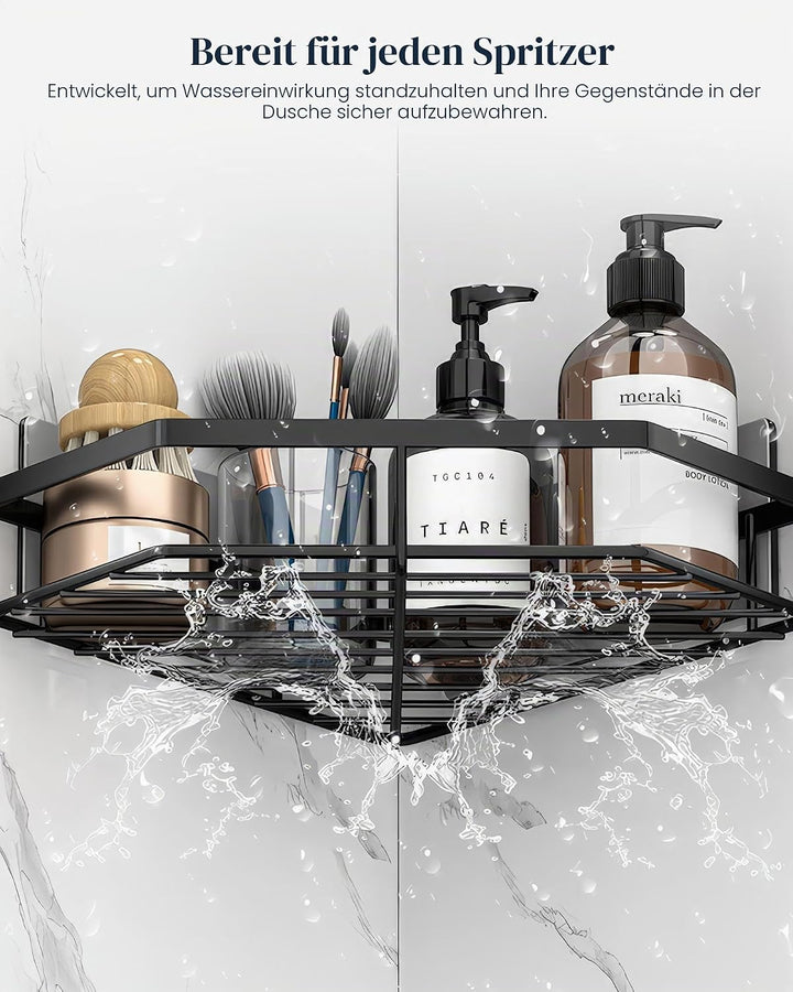 ADOV Eck-Dusch-Caddy, selbstklebender Badezimmer-Caddy mit Seifenhalter, Rostfreie Edelstahl-Duschre