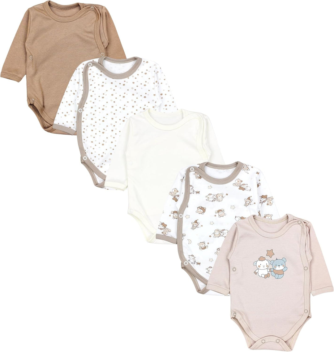 TupTam Baby Body Langarm – Wickelbody Langarm im 5er Pack aus Baumwolle für Mädchen und Jungen 62 Bä