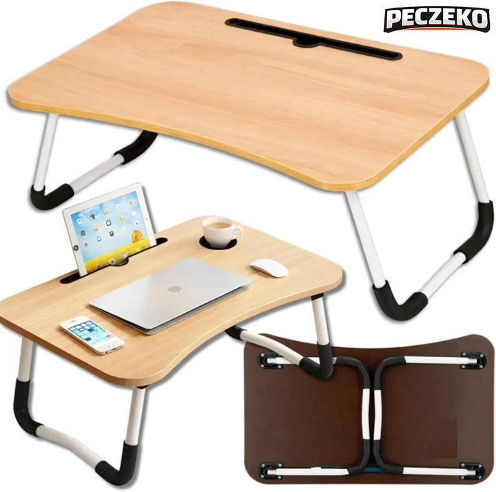 Laptoptisch Klappbar – Laptopständer mit Tablet-Halter, Frühstückstablett aus Holz, Tisch für Sofa u