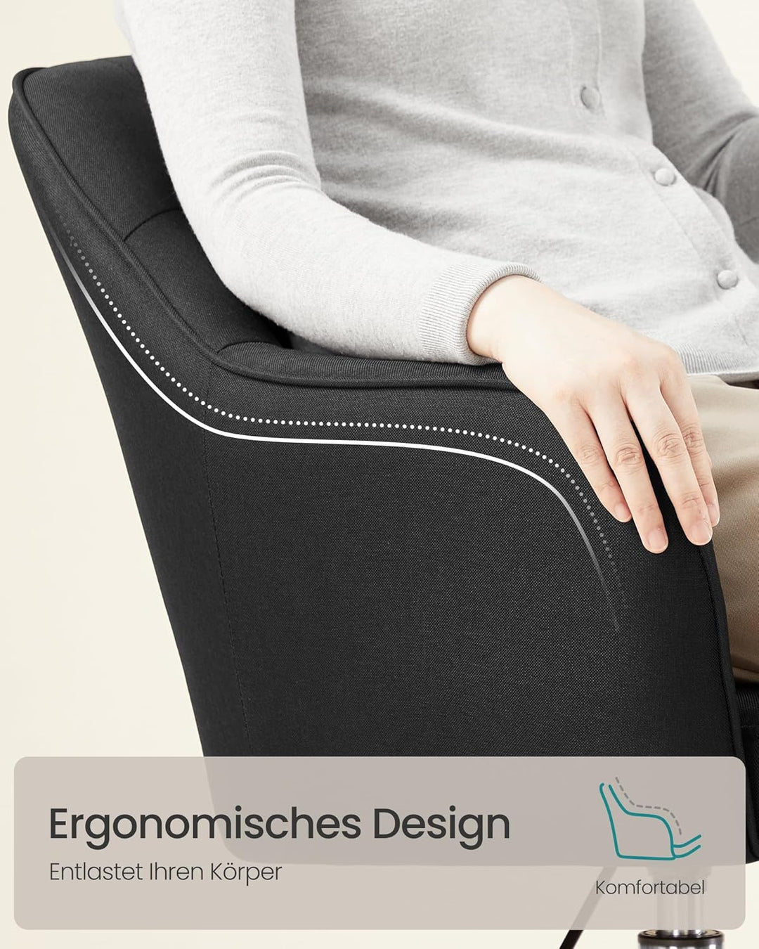 SONGMICS Homeoffice Stuhl, Drehstuhl, Schreibtischstuhl, höhenverstellbar, bis 110 kg belastbar, atm