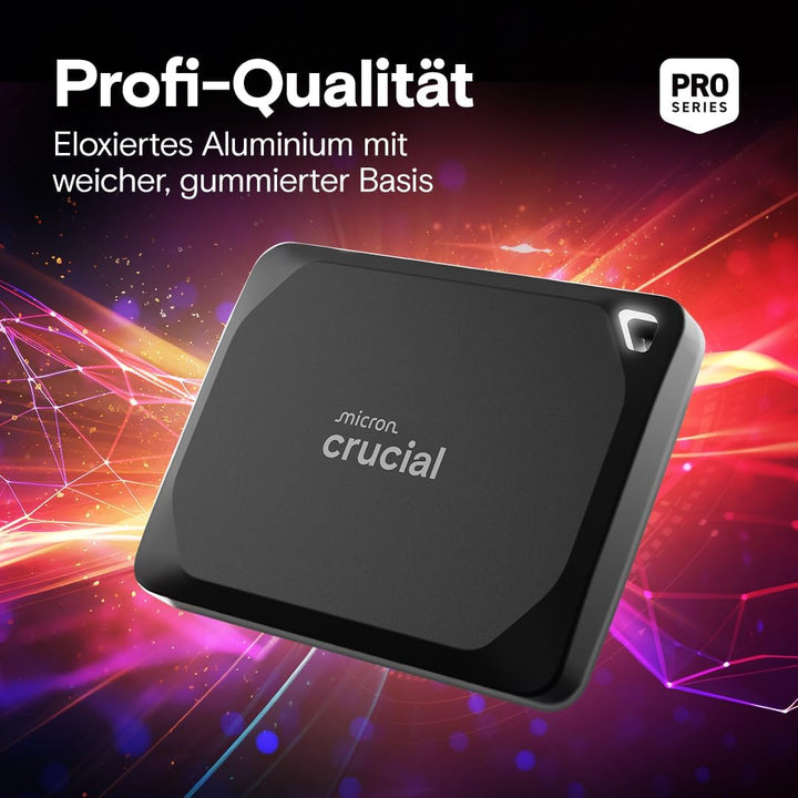 Crucial X10 Pro 4TB Externe SSD Festplatte, bis zu 2100MB/s Lesen und 2000MB/s Schreiben, PC und Mac