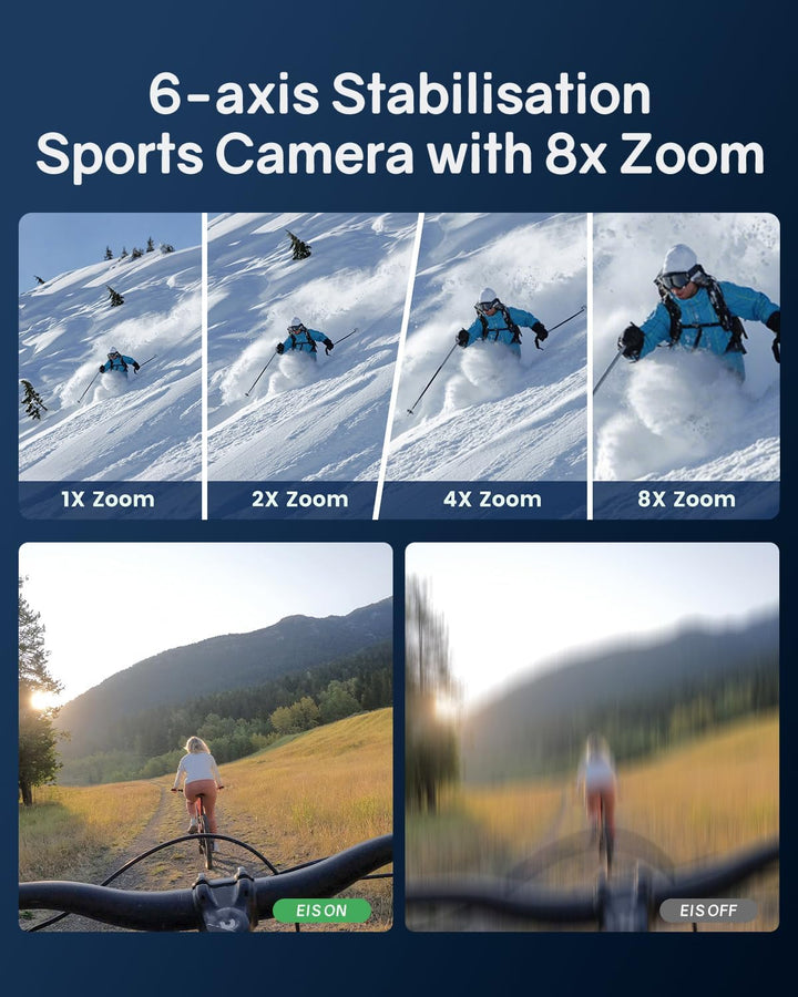 TIMNUT 4K60FPS Action Kamera, 40M wasserdichte Action Cam Unterwasserkamera mit 64 GB SD-Karte, 6-Ac
