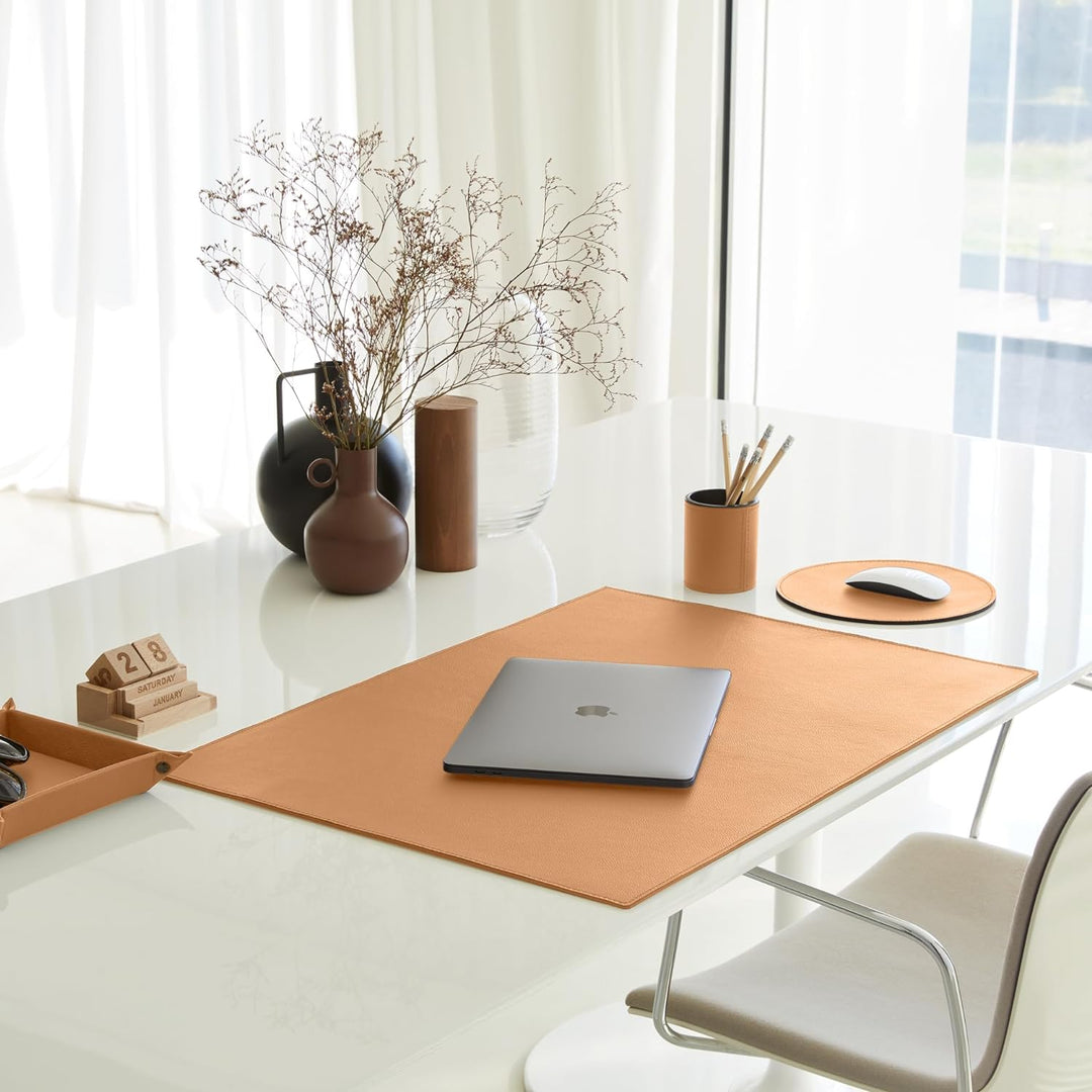 Eglooh - Iris - Taschenleerer aus echtem Leder Hell Braun - Schreibtisch-Organizer mit modernem Desi