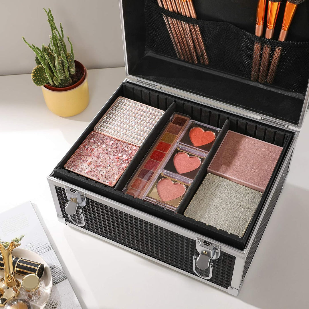 SONGMICS Kosmetikkoffer, Make-up Koffer für Reisen, Schminkkoffer, Aufbewahrung, für Friseure und Vi