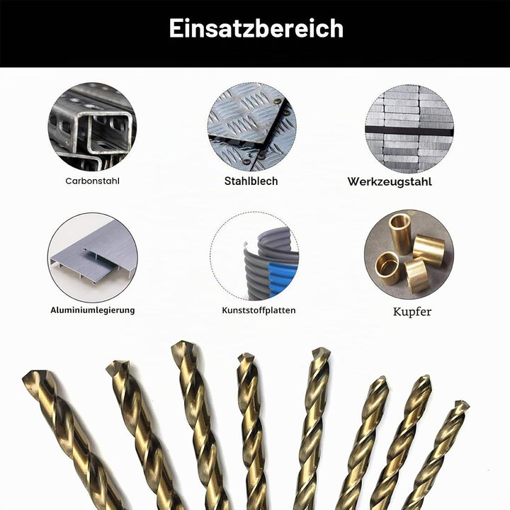 NORTOOLS 25 Stück HSS M35 Cobalt 5% Metallbohrer Bohrer DIN338 mit 135 °Split Point 1-13 mm x 0,5 mm