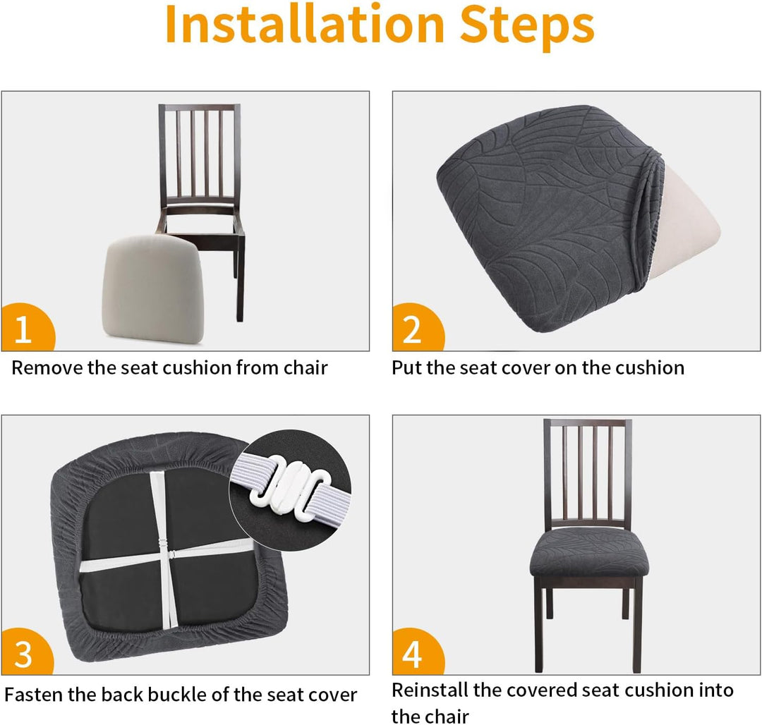 Fuloon Stuhlbezug Sitzfläche 4er Set, Stretch Stuhl Sitzbezüge für Esszimmer, Abnehmbare Waschbar Be
