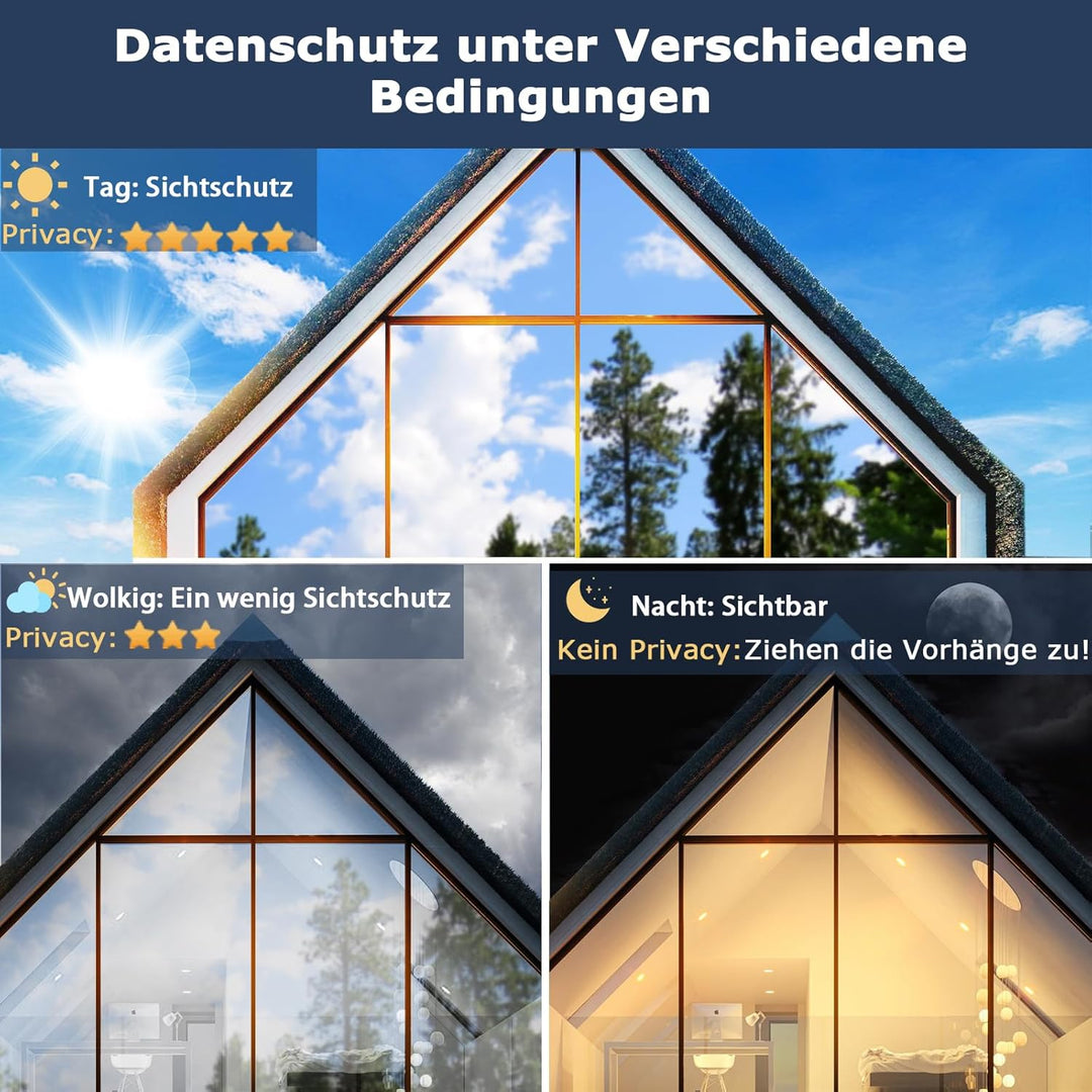 Spiegelfolie Fenster Sichtschutz Fensterfolie Blickdicht von Aussen Sichtschutzfolie Sonnenschutzfol