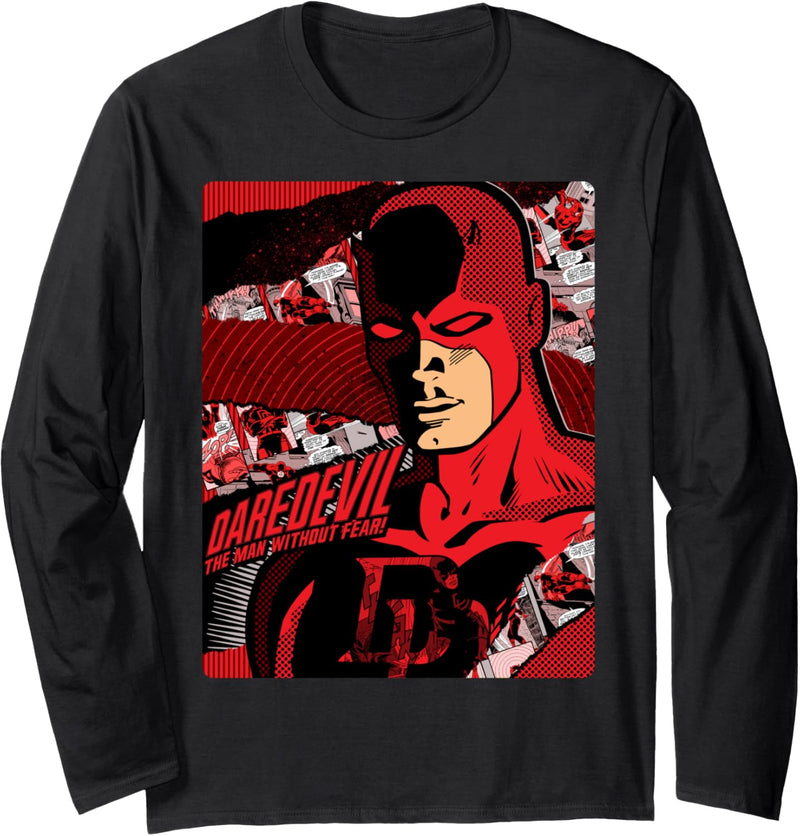 Marvel Daredevil Comic Paper Strips Portrait Langarmshirt