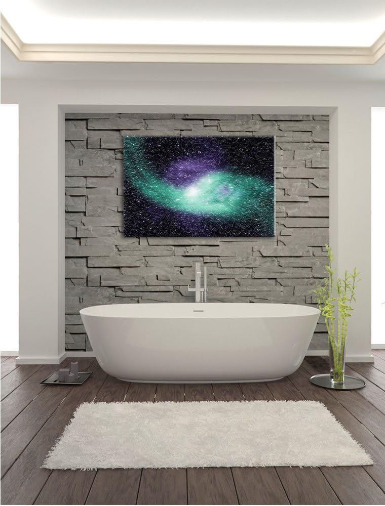 Pixxprint Ferne Galaxie im Sternenstaub Kunst Buntstift Effekt, Format: 100x70 auf Leinwand, XXL rie