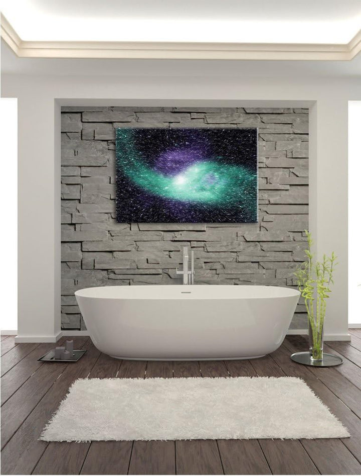 Pixxprint Ferne Galaxie im Sternenstaub Kunst Buntstift Effekt, Format: 100x70 auf Leinwand, XXL rie