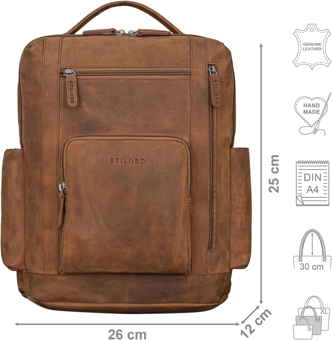 STILORD 'Archibald' Leder Business Rucksack Damen und Herren Laptop Rucksack 15,6 Zoll Arbeitstasche