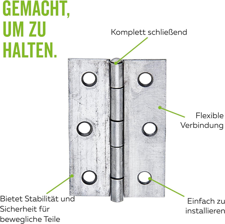 Alberts 851989 Scharnier | halbbreit | Edelstahl | 63 x 43 mm | 20er Set 63 x 43 mm (20 Stk.), 63 x