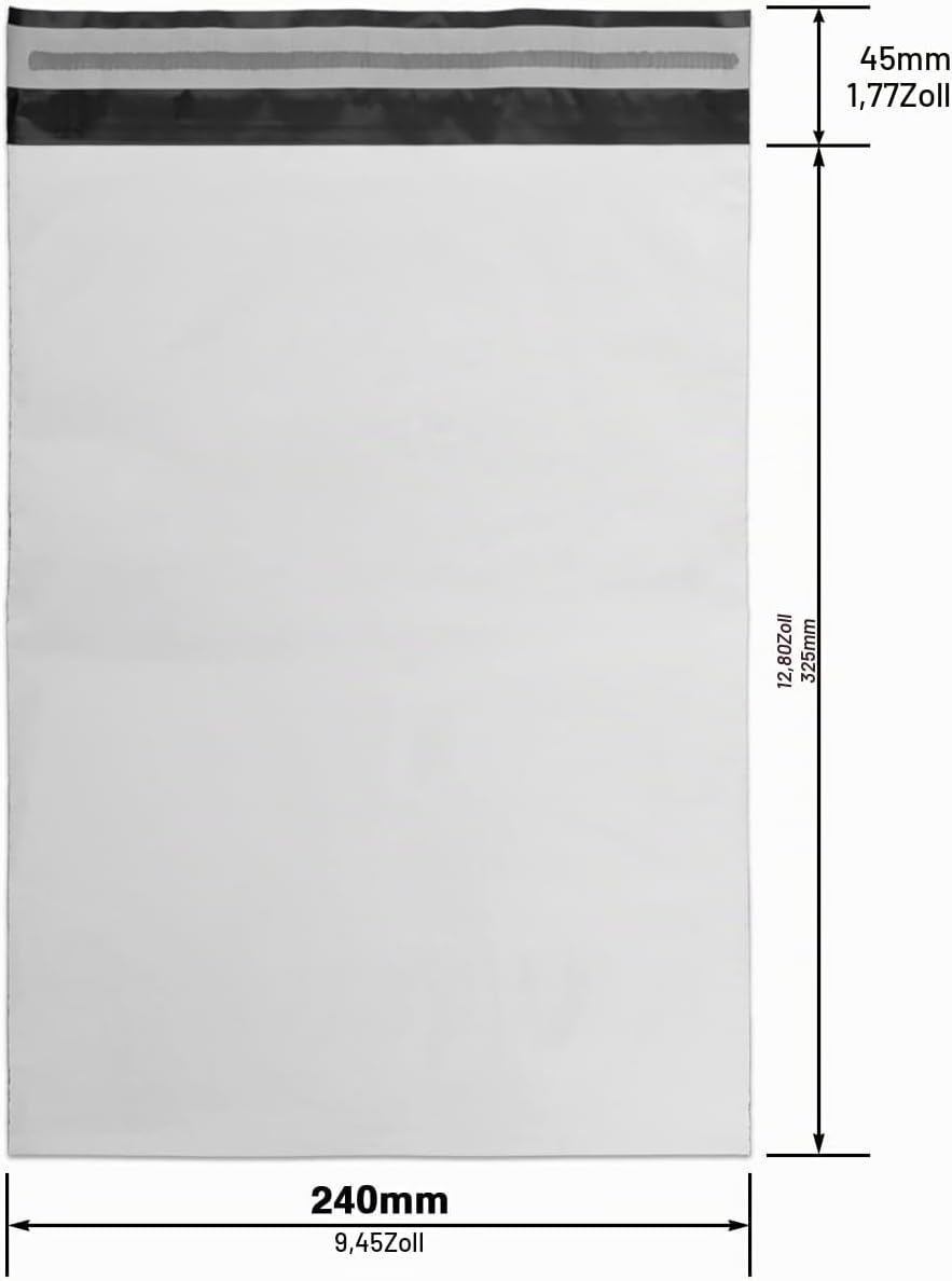 verpacking Versandbeutel 240x325 mm Weiss/Schwarz [Grösse und Stückzahl wählbar] Blickdicht Coex Ver