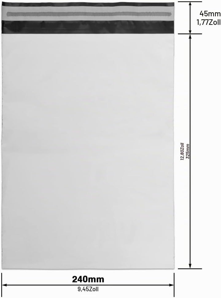 verpacking Versandbeutel 240x325 mm Weiss/Schwarz [Grösse und Stückzahl wählbar] Blickdicht Coex Ver