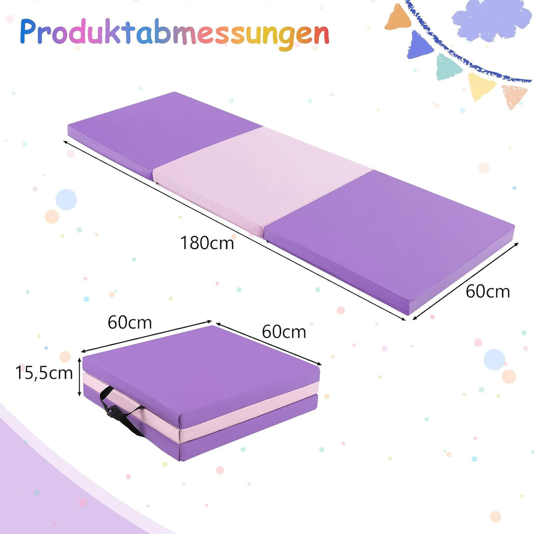 COSTWAY 180 x 60 x 5 cm Weichbodenmatte klappbar, Gymnastikmatte tragbar, Yogamatte wasserabweisend,
