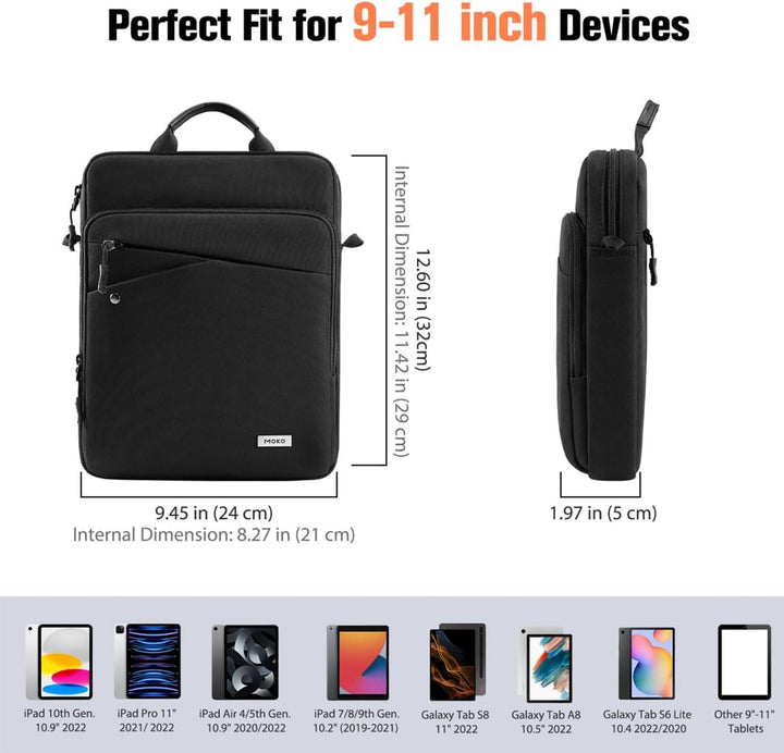 MoKo 9-11 Zoll Tablet Tasche, Tragetasche Schutzhülle mit Schultergurt Kompatibel mit iPad Pro 11 M4