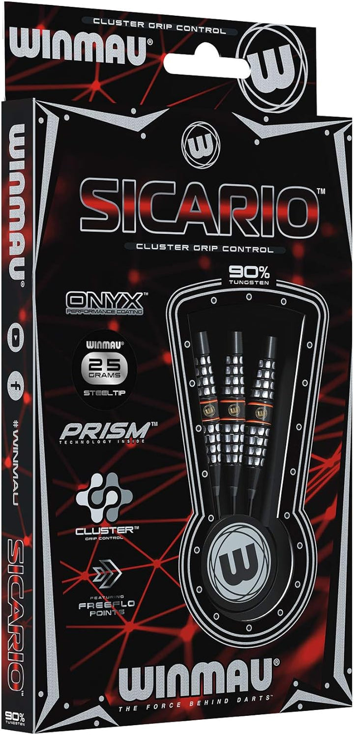 WINMAU Sicario 25g Profi Wolfram Steeltip Dartpfeile Set mit Flights und Schäfte