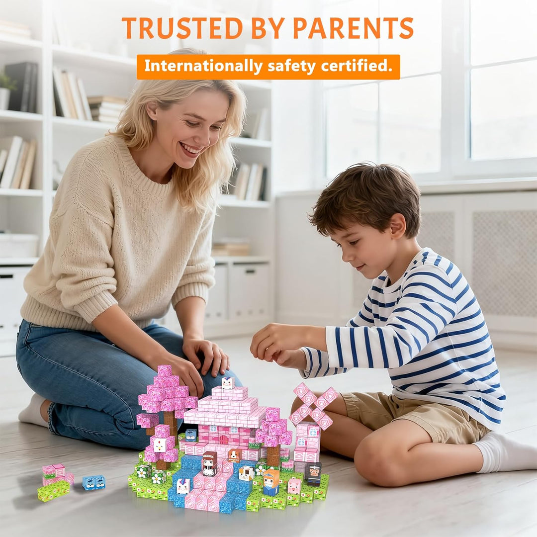 Vdealen 300 PCS Magnetische Bausteine, Stapelung Magnetwürfel Spielzeug für Kinder, STEM Montessori
