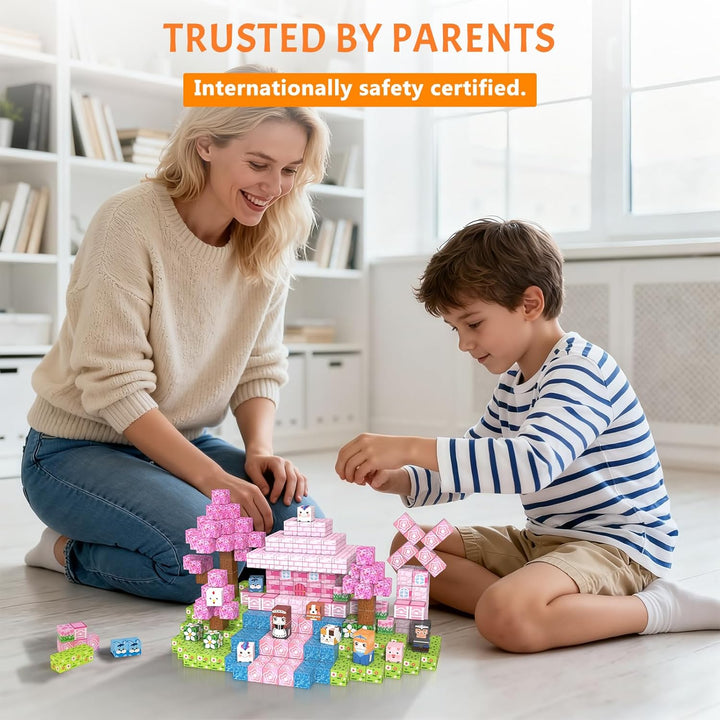 Vdealen 300 PCS Magnetische Bausteine, Stapelung Magnetwürfel Spielzeug für Kinder, STEM Montessori