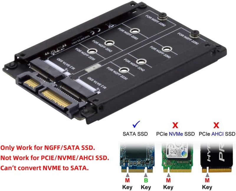 NFHK Dual NGFF B+M Key M.2 SSD Karte JOBD Raid0 Span Bridge auf 6,3 cm SATA Combo HDD Festplattengeh