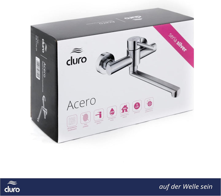 DURO Küchenarmatur Acero, aus Gebürstetem Edelstahl ohne Stopfen, Wassersparend, Einhebel-Zweiloch-W