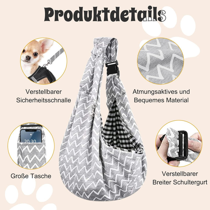 Forhandy Hundetragetasche, Tragbare Wendbarer Tragetasche Hund mit Verstellbare Schultergurt und Fro