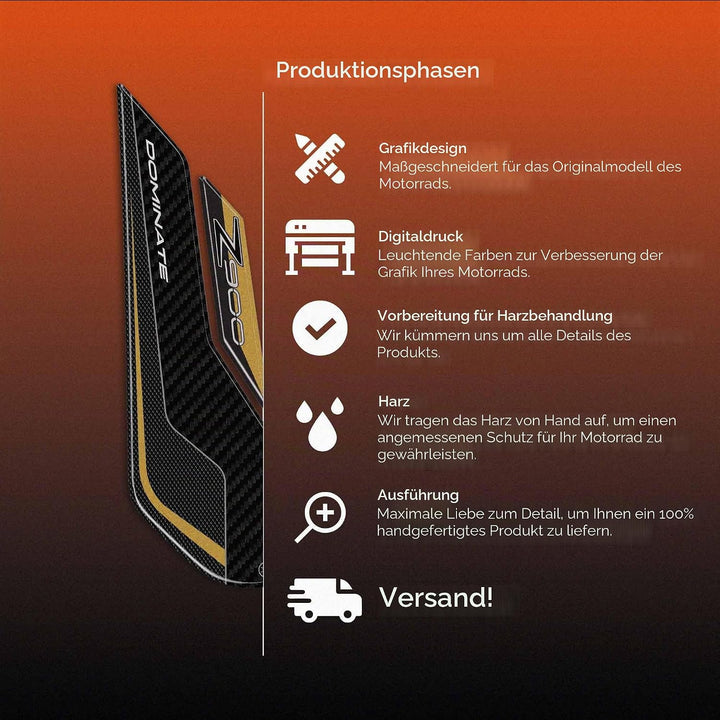 LABELBIKE - 3D Motorrad Aufkleber Seitentank Harzschutz und Dekoration kompatibel mit Kawasaki Z900