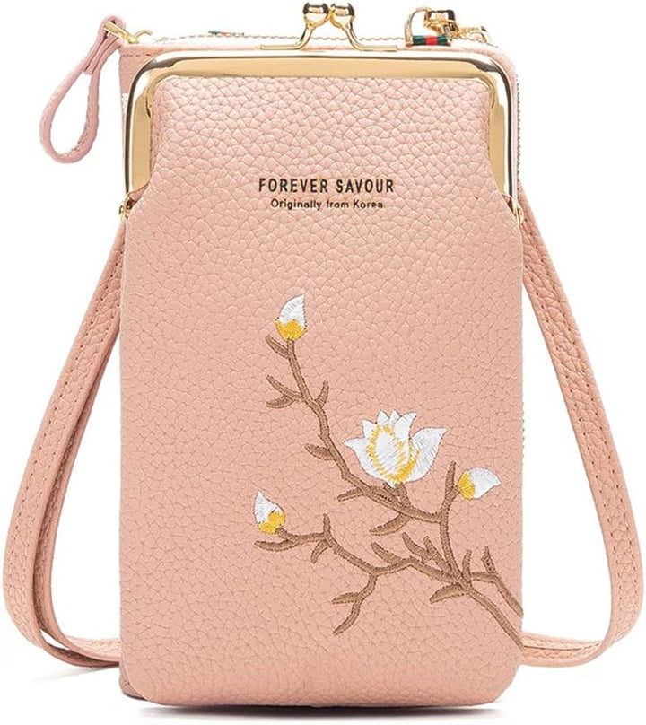 PORRASSO Mode Handy Umhängetasche Damen Handytasche Mini Geldbörse Crossbody Bag mit Kartensteckplat
