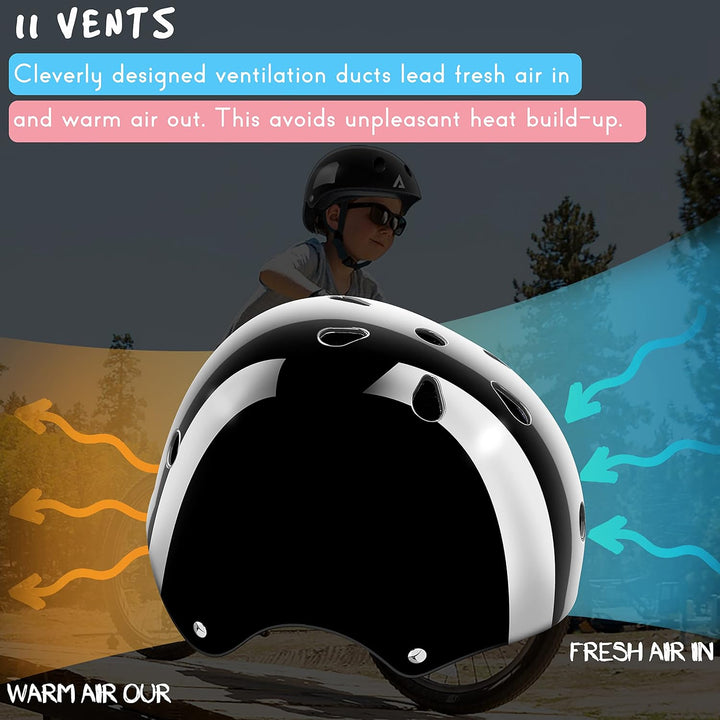 Verstellbarer Kinderhelm mit Knieschützern, Ellbogenschützern und Handgelenkschützern, 7-in-1-Schutz