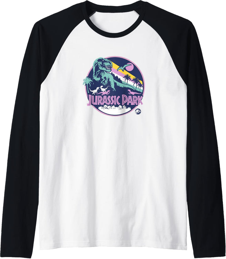 Jurassic Park T-Rex Breakout Logo V2 Raglan