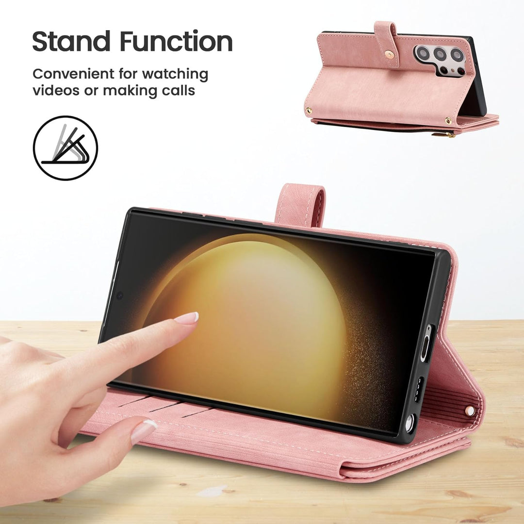 ZCDAYE Hülle für Samsung Galaxy S22 Ultra mit Band Handykette, Leder Samsung S22 Ultra Handyhülle Ha