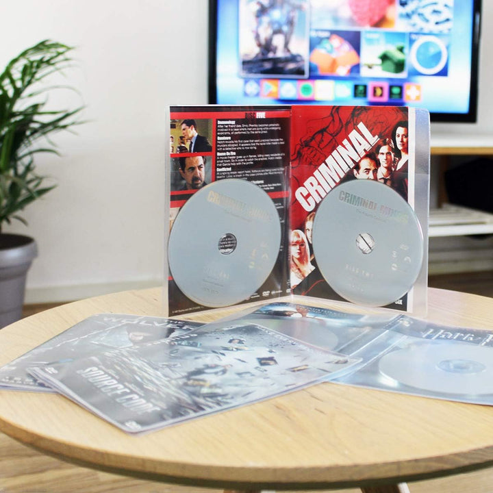 3L Fr 10280 Doppel-DVD-Hüllen, transparent, zum Aufbewahren von jeweils 2 Scheiben und 1 Deckel, 50