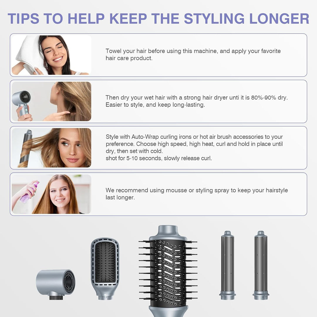 Air Styler, 110,000 RPM High-Speed Ionen Haartrockner mit Föhn, Warmluftbürste Haarstyler, 20m/s Luf