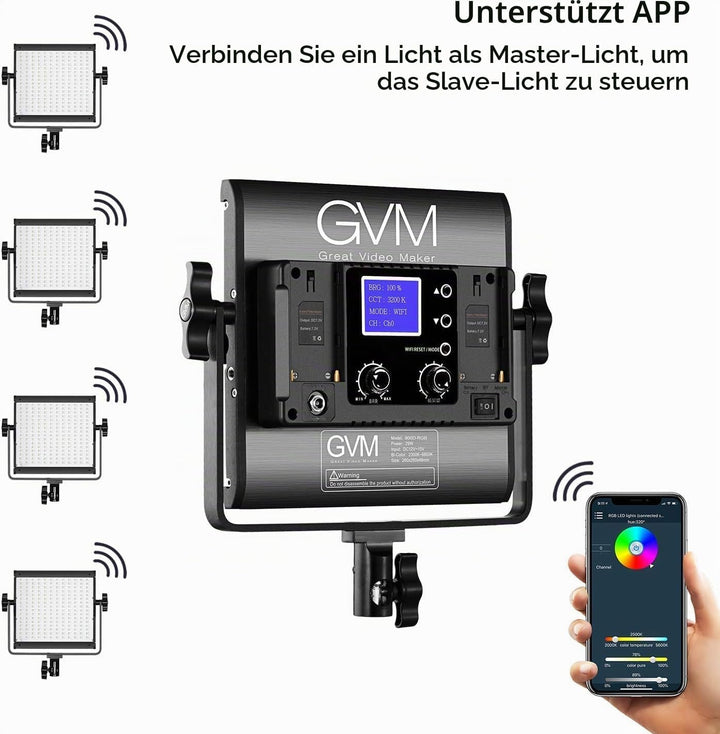GVM LED Videoleuchte mit Stativ, APP-Steuerung 800D RGB Videolicht Dauerlicht LED Streaming licht, L