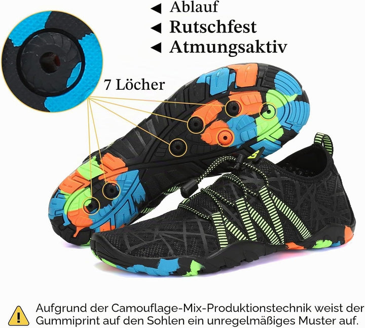 SAGUARO Badeschuhe für Herren Damen - 7/9 Drainagelöcher Schnelltrocknende rutschfest, Gr 35-48 40 E